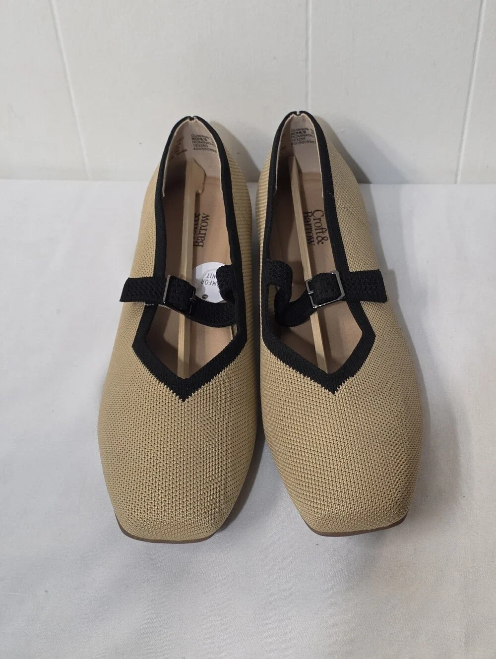 croft & barrow Romina Taupe Comfort Knit Square Toe Mary Jane Flats Size 10